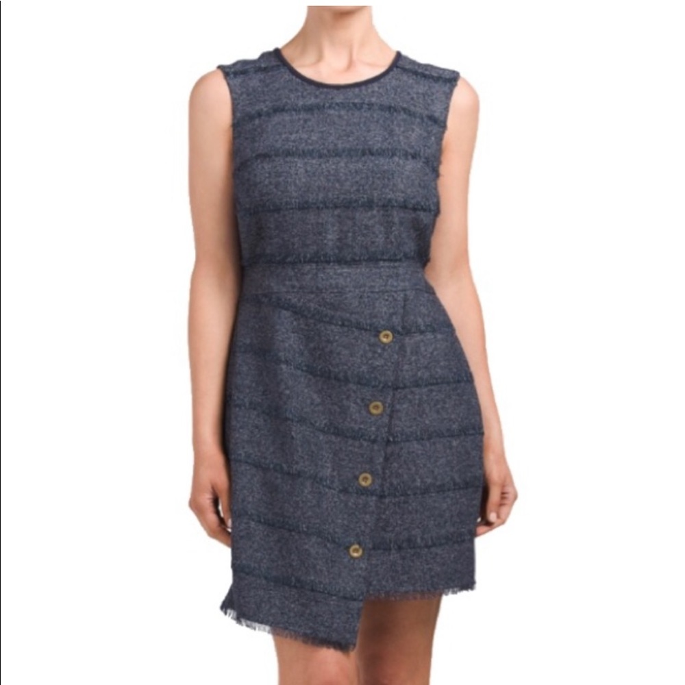 RACHEL RACHEL ROY Navy Fringe Wrap Dress 6